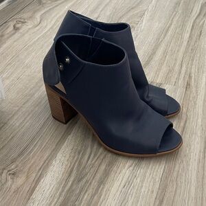 Steve Madden Navy Peep-Toe Heeled Boots